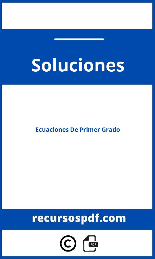 Ecuaciones De Primer Grado Con Soluciones Pdf