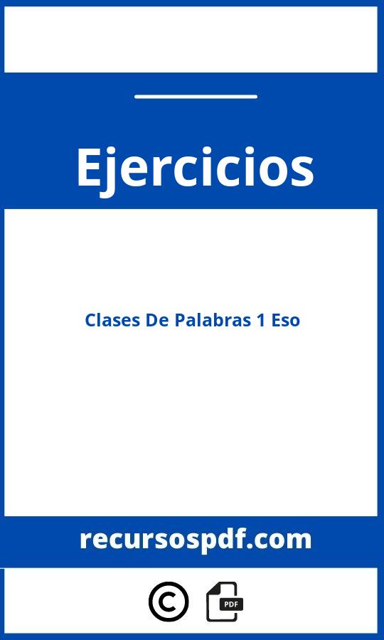 Ejercicios Clases De Palabras 1 Eso Pdf