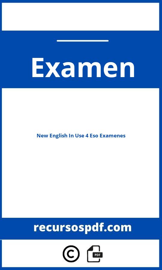 New English In Use 4 Eso Examenes Pdf